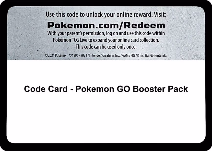 Code Card - Pokemon Go Booster Pack - Code Card
