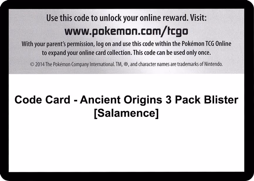 Code Card - Ancient Origins 3 Pack Blister [Salamence]