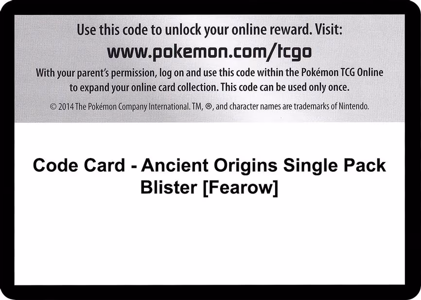 Code Card - Ancient Origins Single Pack Blister [Fearow]