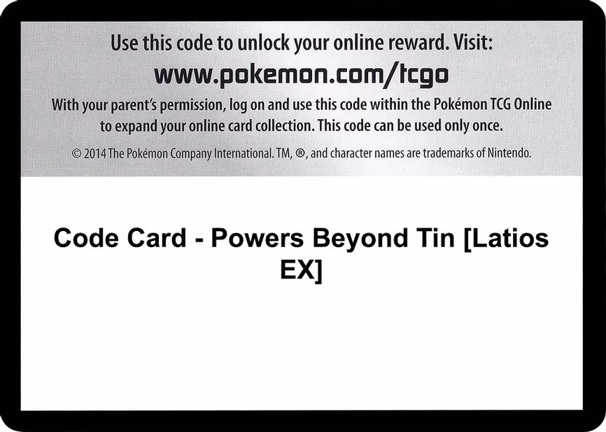 Code Card - Powers Beyond Tin [Latios EX]