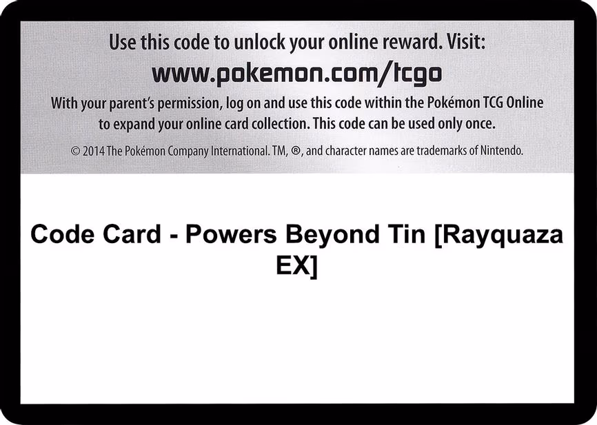 Code Card - Powers Beyond Tin [Rayquaza EX]
