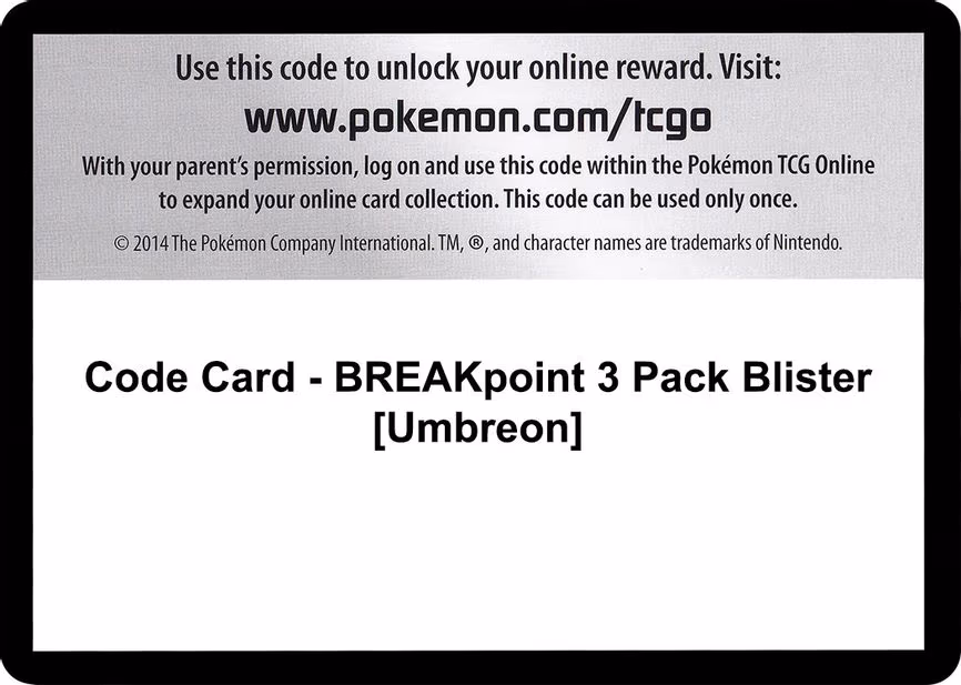 Code Card - BREAKpoint 3 Pack Blister [Umbreon]