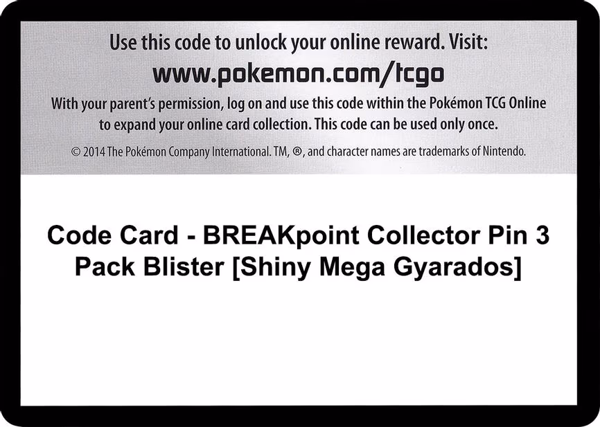 Code Card - BREAKpoint Collector Pin 3 Pack Blister [Shiny Mega Gyarados]