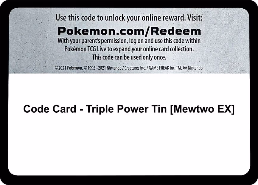 Code Card - Triple Power Tin [Mewtwo EX]