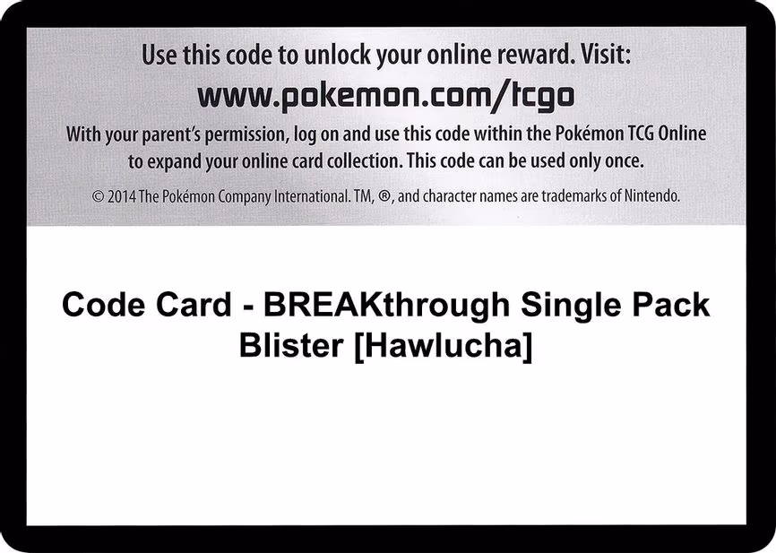 Code Card - BREAKthrough Single Pack Blister [Hawlucha] - Code Card