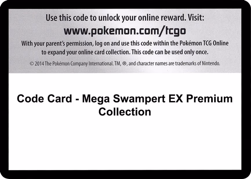 Code Card - Mega Swampert EX Premium Collection - Code Card
