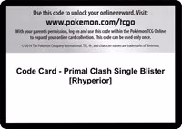 Code Card - Primal Clash Single Blister [Rhyperior] - Code Card