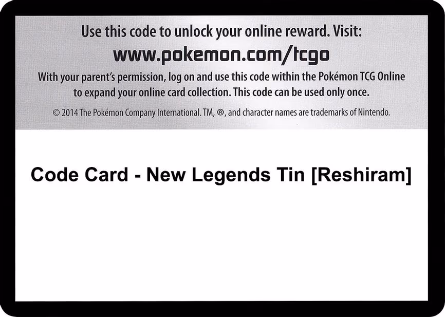 Code Card - New Legends Tin [Reshiram]