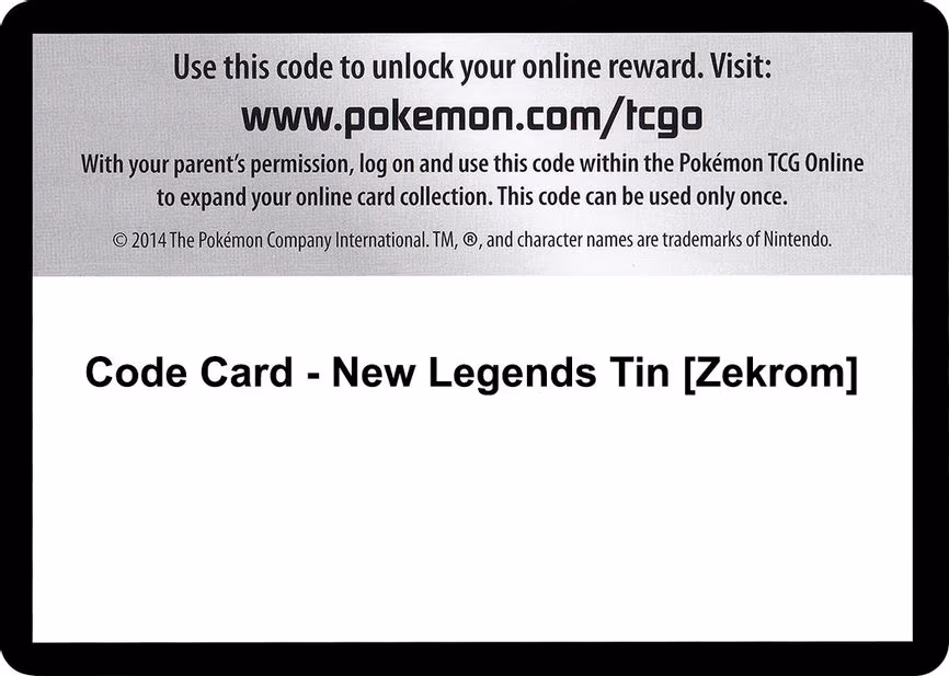 Code Card - New Legends Tin [Zekrom]