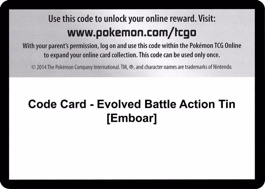 Code Card - Evolved Battle Action Tin [Emboar]