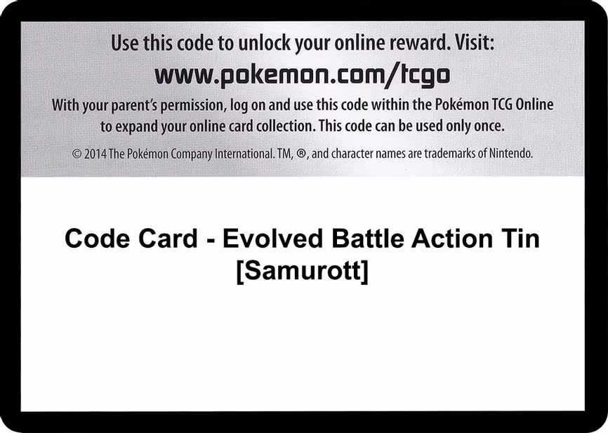 Code Card - Evolved Battle Action Tin [Samurott]