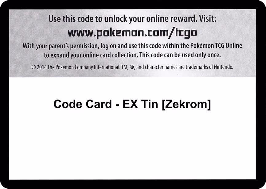 Code Card - EX Tin [Zekrom]