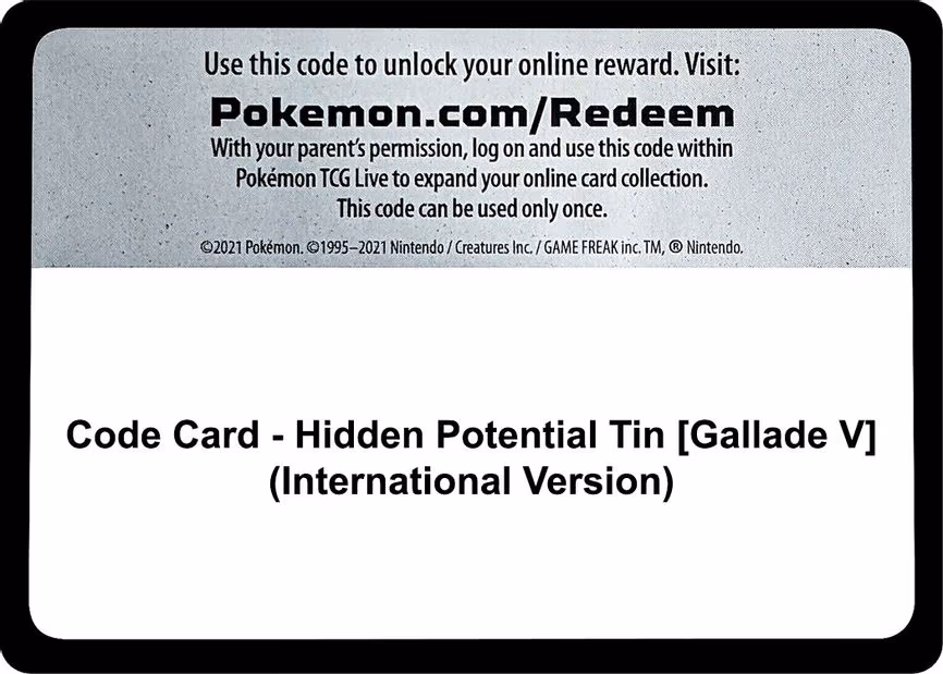 Code Card - Hidden Potential Tin [Gallade V]