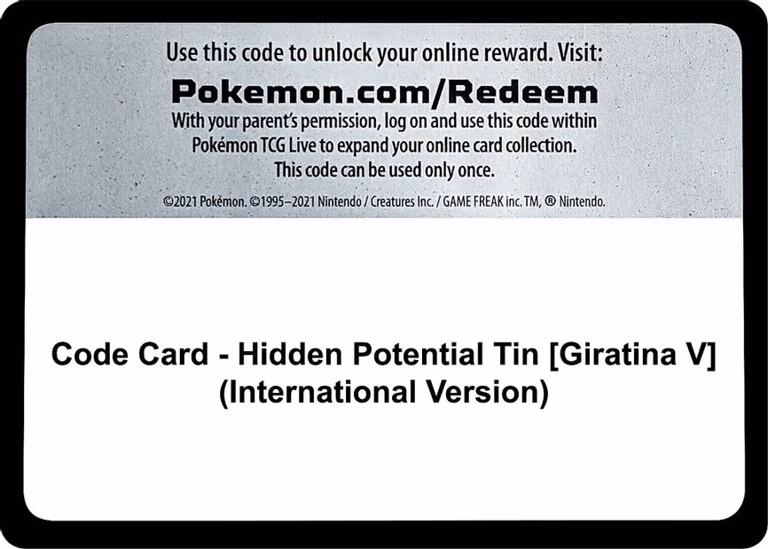 Code Card - Hidden Potential Tin [Giratina V]