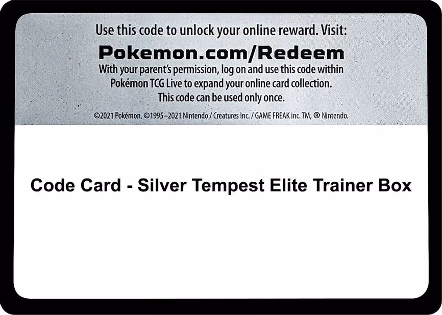 Code Card - Silver Tempest Elite Trainer Box - Code Card