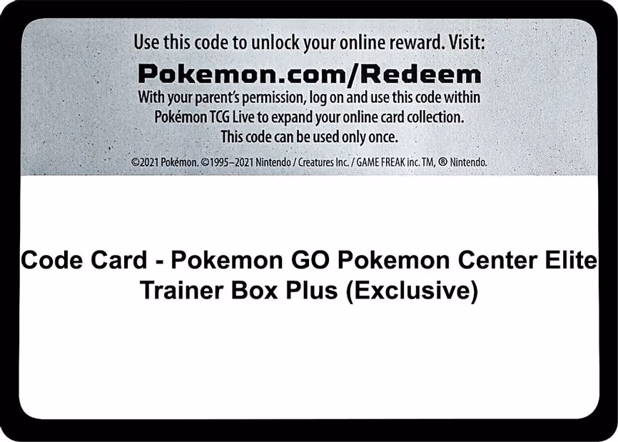 Code Card - Pokemon GO Pokemon Center Elite Trainer Box Plus (Exclusive) - Code Card