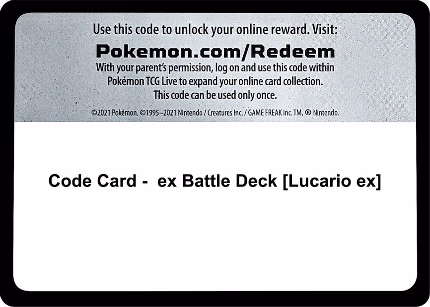 Code Card - ex Battle Deck [Lucario ex] - Code Card