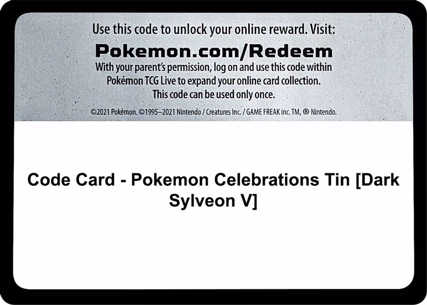 Code Card - Pokemon Celebrations Tin [Dark Sylveon V] - Code Card