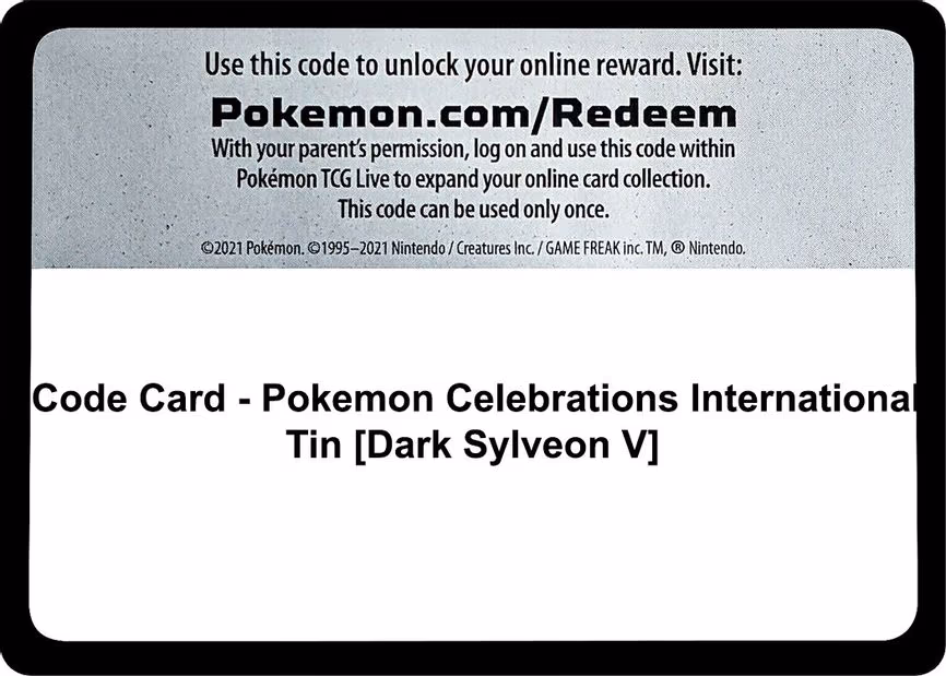 Code Card - Pokemon Celebrations International Tin [Dark Sylveon V] - Code Card
