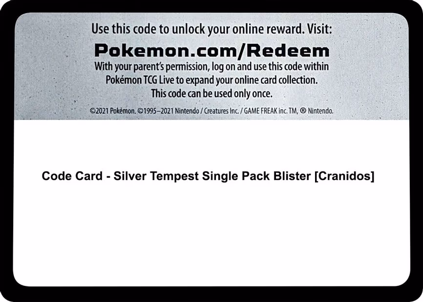 Code Card - Silver Tempest Single Pack Blister [Cranidos] - Code Card