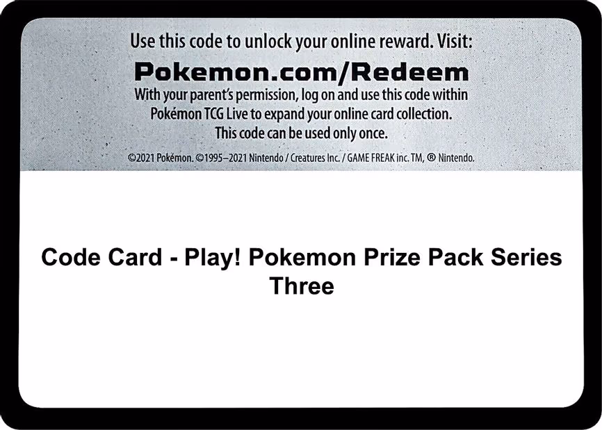 Code Card - Play! Pokemon Prize Pack Series Three - Code Card