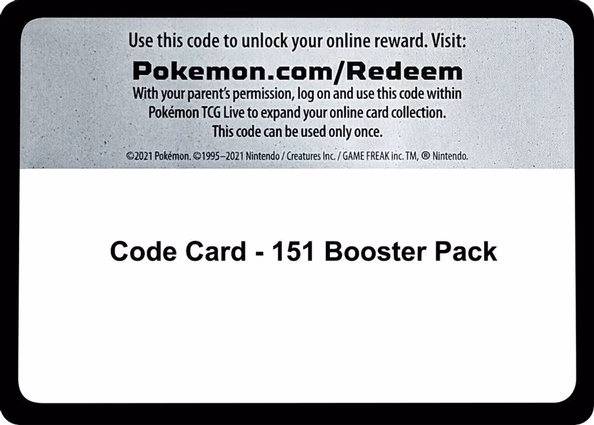 Code Card - 151 Booster Pack - Code Card