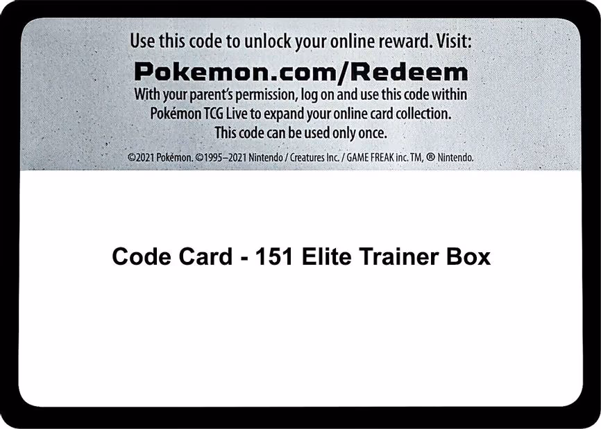 Code Card - 151 Elite Trainer Box - Code Card