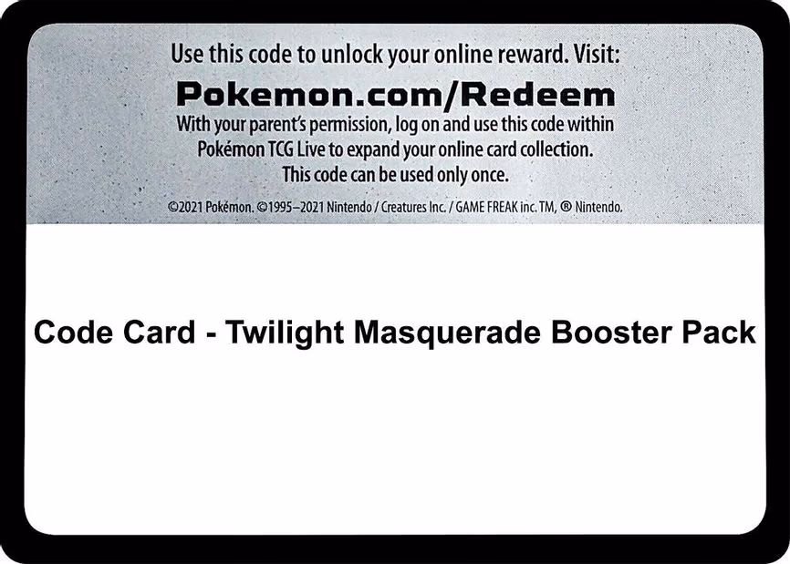 Code Card - Twilight Masquerade Booster Pack - Code Card