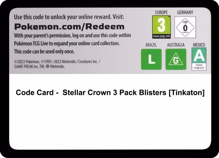 Code Card - Stellar Crown 3 Pack Blisters [Tinkaton] - Code Card
