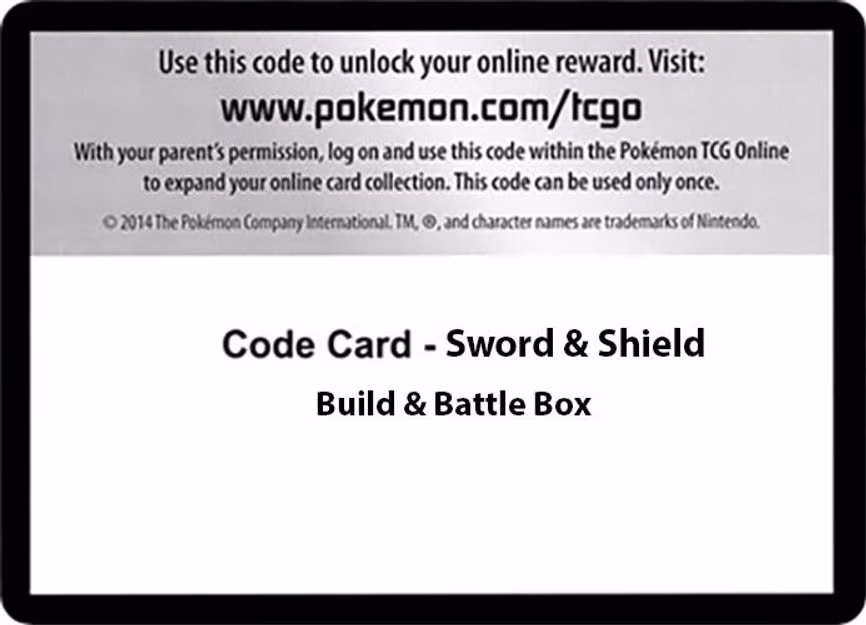Code Card - Sword & Shield Build & Battle Box - Code Card