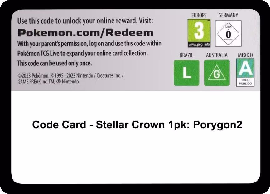 Code Card - Stellar Crown Single Pack Blister [Porygon2] - Code Card