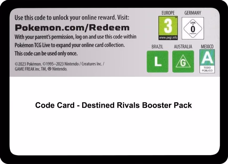 Code Card - Destined Rivals Booster Pack - Code Card