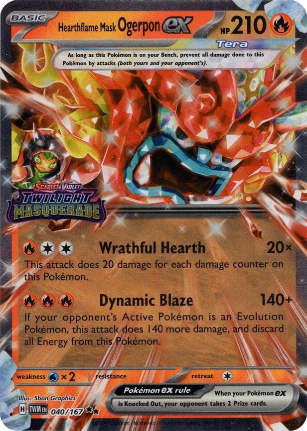 Hearthflame Mask Ogerpon ex (Twilight Masquerade Stamp) - Double Rare (040/167)