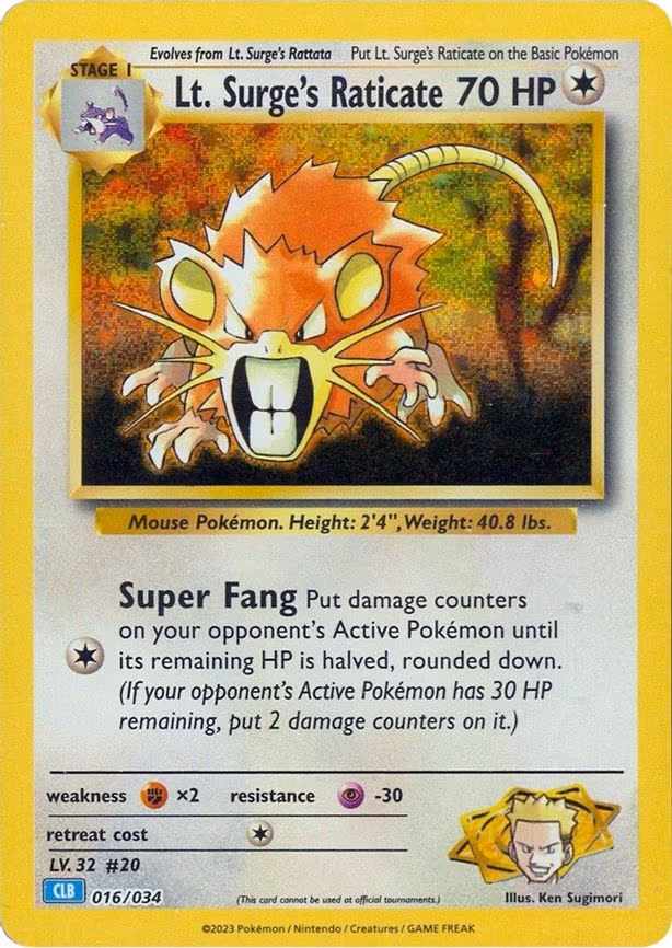 Lt. Surge's Raticate - Classic Collection (016/034)