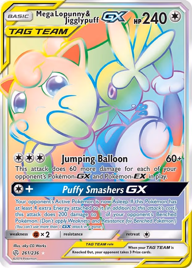 Mega Lopunny & Jigglypuff GX - Rainbow Rare (261/236)