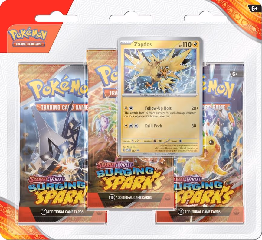 Surging Sparks 3 Pack Blisters [Zapdos]