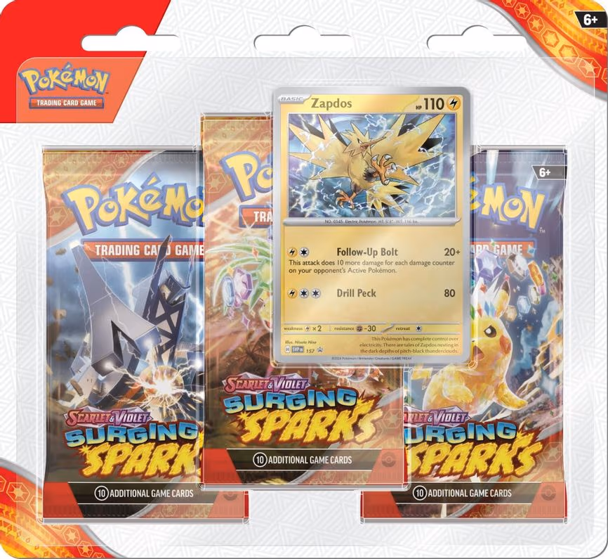 Surging Sparks 3 Pack Blisters [Zapdos]