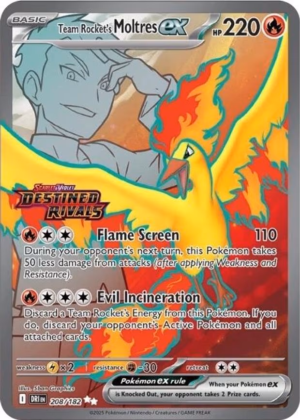 Team Rocket's Moltres ex - 208/182 (Destined Rivals Stamp) - Double Rare (208/182)