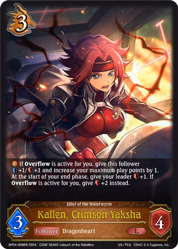 Kallen, Crimson Yaksha - Legendary (BP04-058EN)