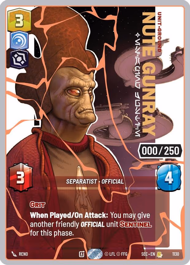 Nute Gunray - Escaping Justice (Serialized) (Rose Gold) - Rare (1130)