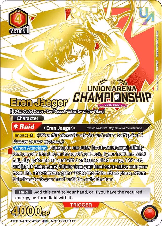 Eren Jaeger (Regionals 25-26) - Union Rare (UEPR/AOT-1-092)