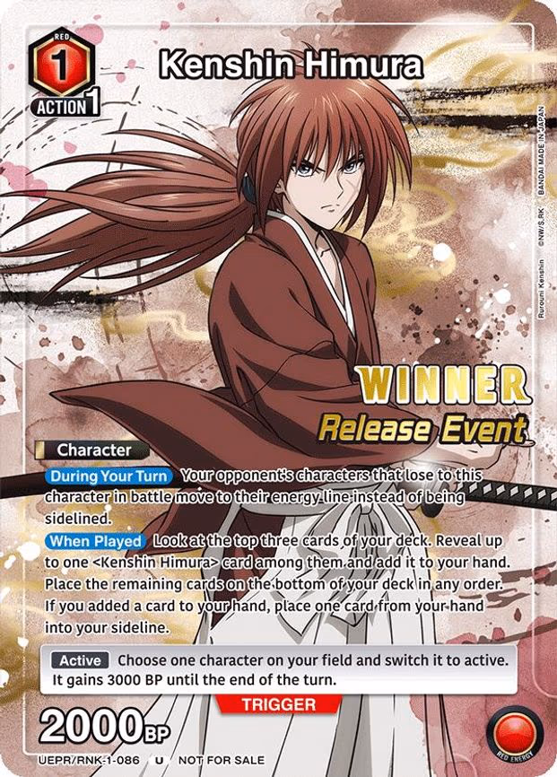 Kenshin Himura (Release Event Winner) - Uncommon (UEPR/RNK-1-086)