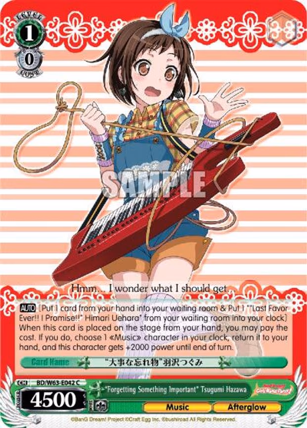 "Forgetting Something Important" Tsugumi Hazawa