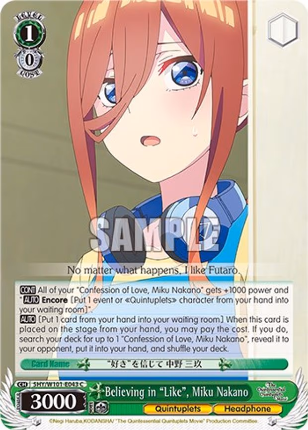 Believing in "Like", Miku Nakano