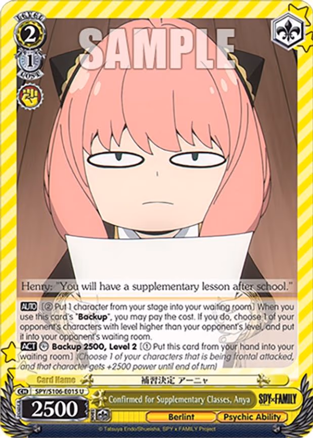 Confirmed for Supplementary Classes, Anya