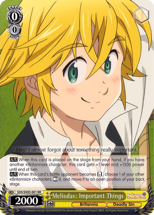 Meliodas: Important Things - Double Rare (SDS/SX03-001 RR)