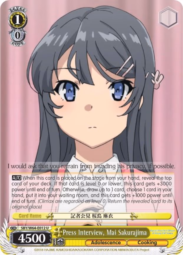 Press Interview, Mai Sakurajima