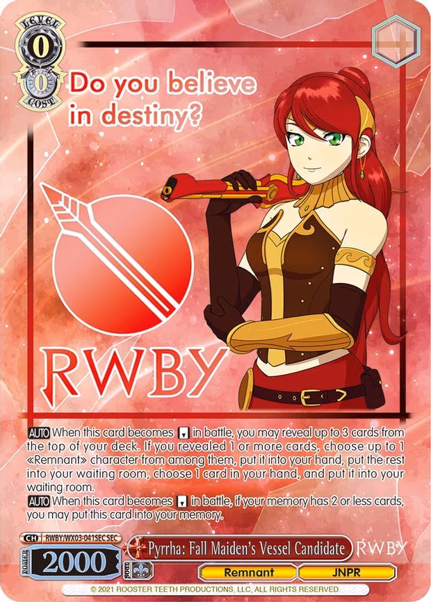 Pyrrha: Fall Maiden's Vessel Candidate