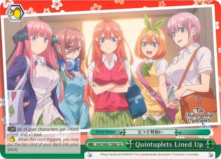 Quintuplets Lined Up (Green)
