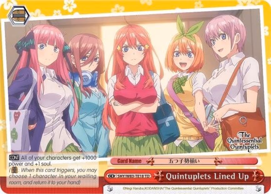 Quintuplets Lined Up (Red)